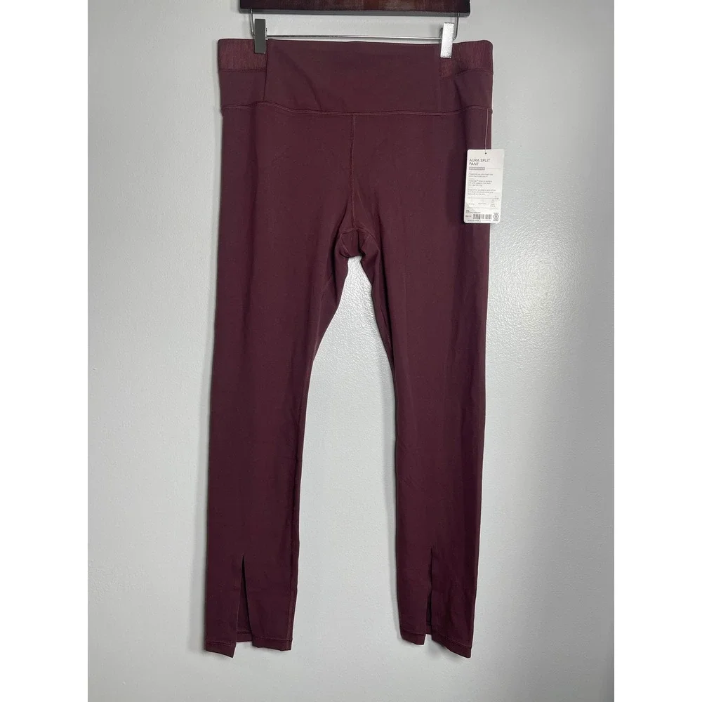 ATHLETA Aura Split‎ Pant XL Burgundy NEW Leggings Active Athleisure Running Gym